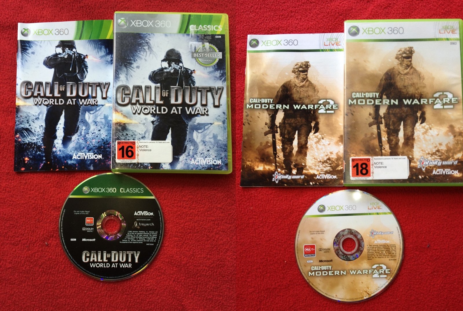 Call of Duty: World at War & Modern Warfare 2 - NTSC XBOX360 Games - Xbox 360, Games, Shooter - Level Up Gaming NZ